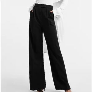 Express High Waisted Tab Wide Leg Pant - Black - Size 8 Long